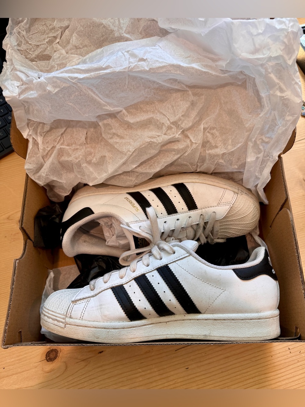 Adidas Superstar White and Black Sneakers Women 9.5+